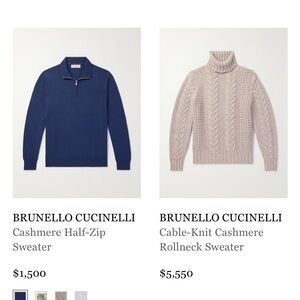 Brand new, never worn Brunelo Cucinelli
Navy blue half zip cashmere sweater. M/L